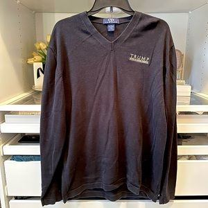 Trump Vintage Vneck Sweater- Trump hotel and casino black sweater